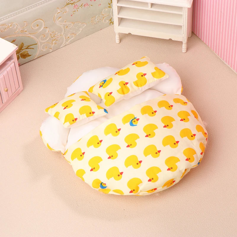 1/12 Dollhouse Miniature Broken Flower Bed Toy Mini Furniture Bedroom DIY Doll House Double Bed Decoration Accessories