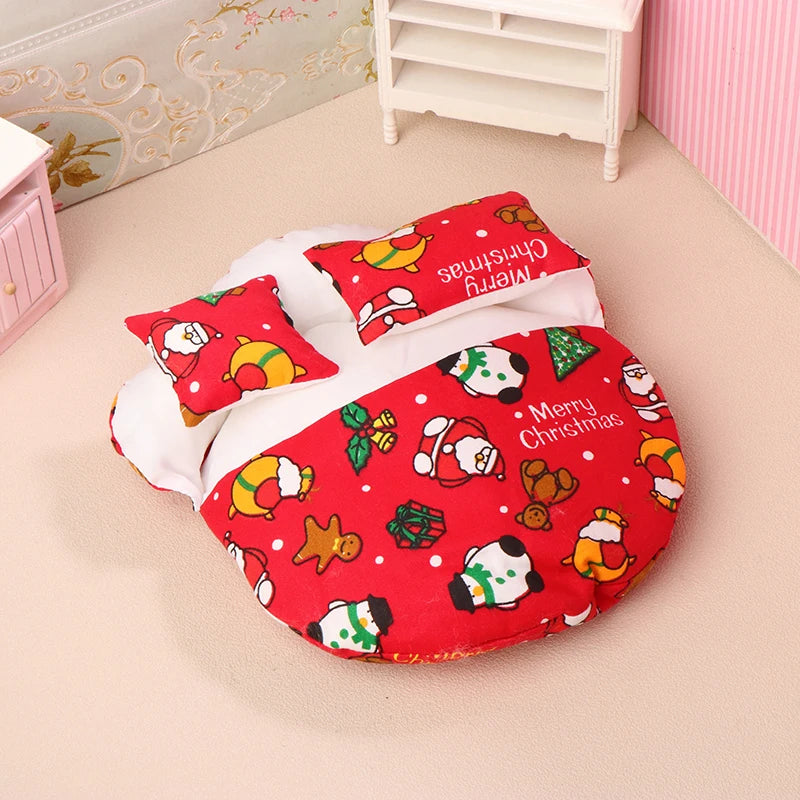 1/12 Dollhouse Miniature Broken Flower Bed Toy Mini Furniture Bedroom DIY Doll House Double Bed Decoration Accessories