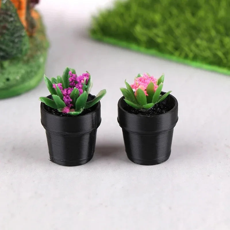 1/12 Dollhouse Miniature Scene Decoration Green Plant Pot Mini Plant Fairy Post Pot Doll Accessories Toys