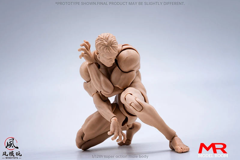 Wind Toys 1/12 Male Muscle Strong Super Flexible Joint Body 16cm Man Action Figure Doll Model with Head Sculpt