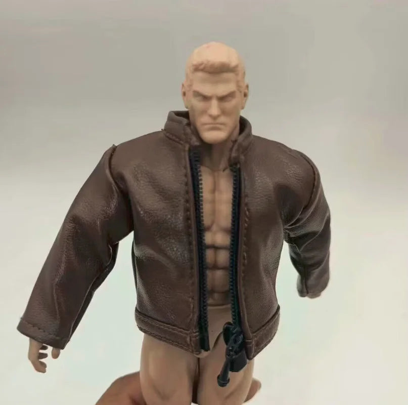 1/12 Scale Male Soldier Brown PU Leather Jacket Model for 6'' Figure
