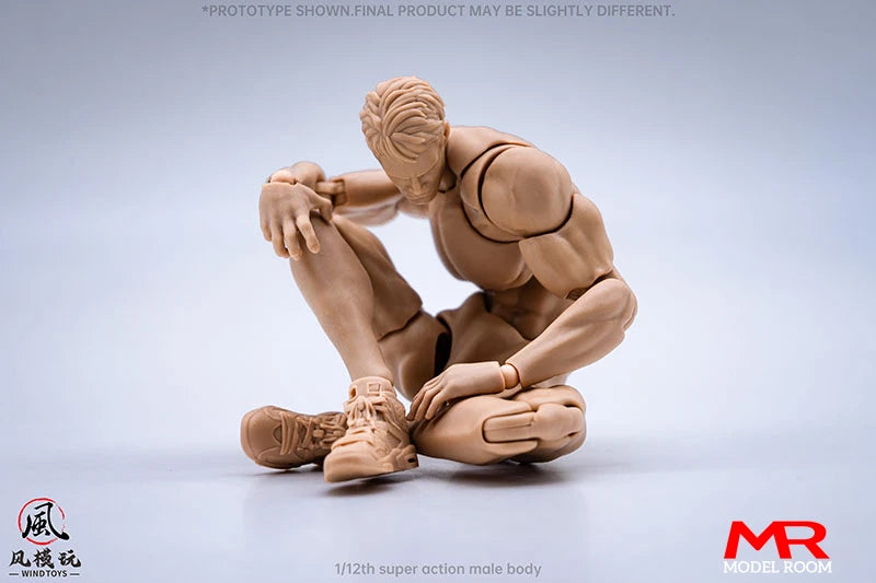 Wind Toys 1/12 Male Muscle Strong Super Flexible Joint Body 16cm Man Action Figure Doll Model with Head Sculpt