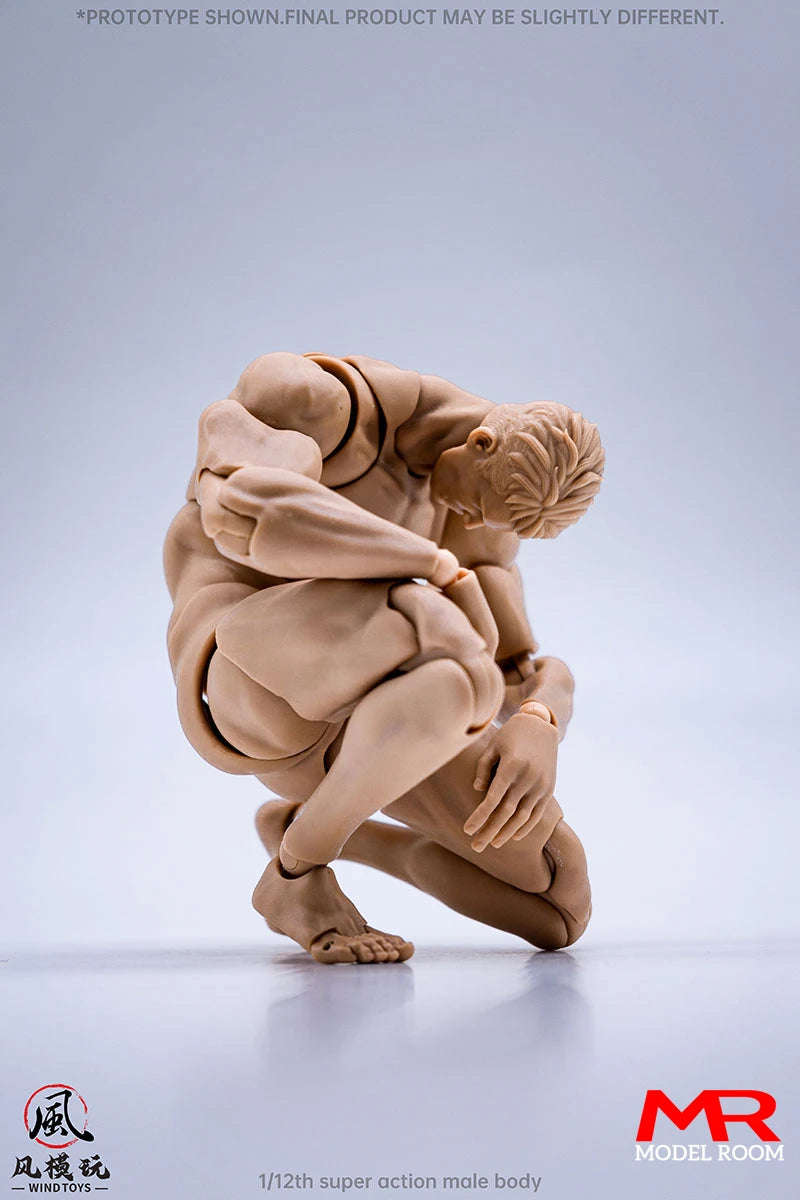Wind Toys 1/12 Male Muscle Strong Super Flexible Joint Body 16cm Man Action Figure Doll Model with Head Sculpt