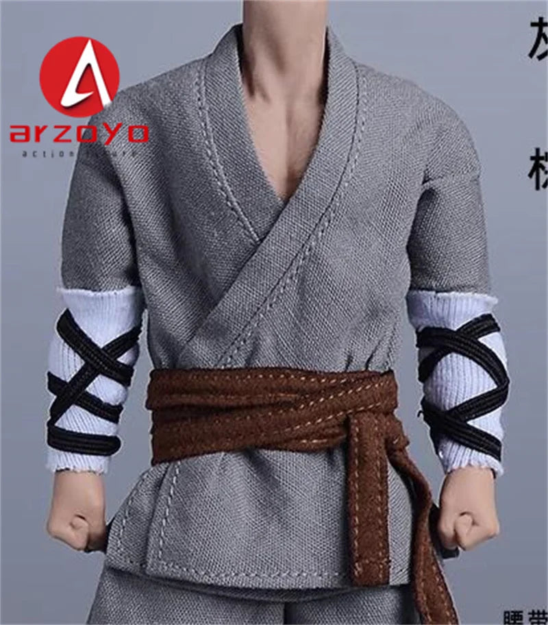 1/12 Scale Vintage Kung Fu Shoes T-shirt Pants Suit Clothes Lantern Pants Model for 6'' Romankey Male Soldiers Action Figure
