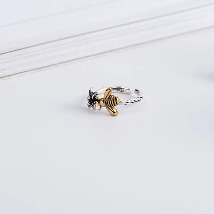 925 Sterling Silver Honeybee Flower Rings For Women Engagement Wedding Luxury Fine Jewelry Items GaaBou Jewellery