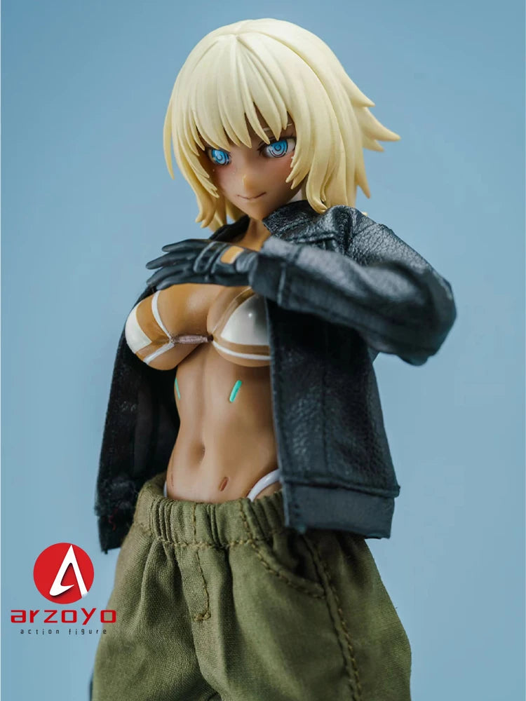 1/12 Scale Leather Jacket Cargo Pants Clothes Model Fit 6" Snail shell Romankey Female Solider Action Figure Body Doll