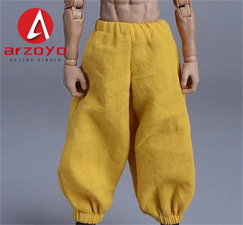 1/12 Scale Vintage Kung Fu Shoes T-shirt Pants Suit Clothes Lantern Pants Model for 6'' Romankey Male Soldiers Action Figure