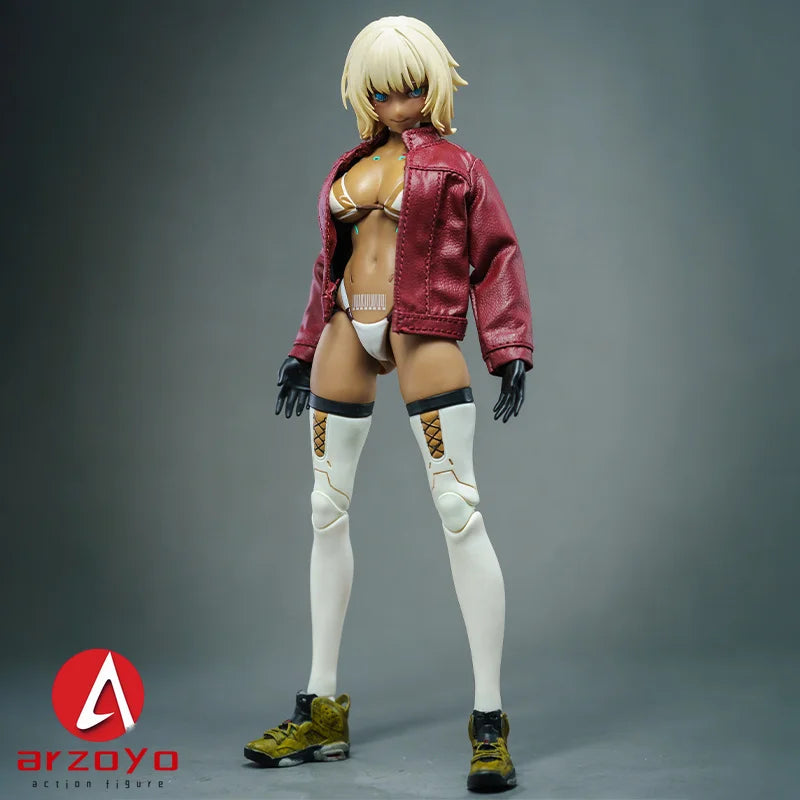 1/12 Scale Leather Jacket Cargo Pants Clothes Model Fit 6" Snail shell Romankey Female Solider Action Figure Body Doll