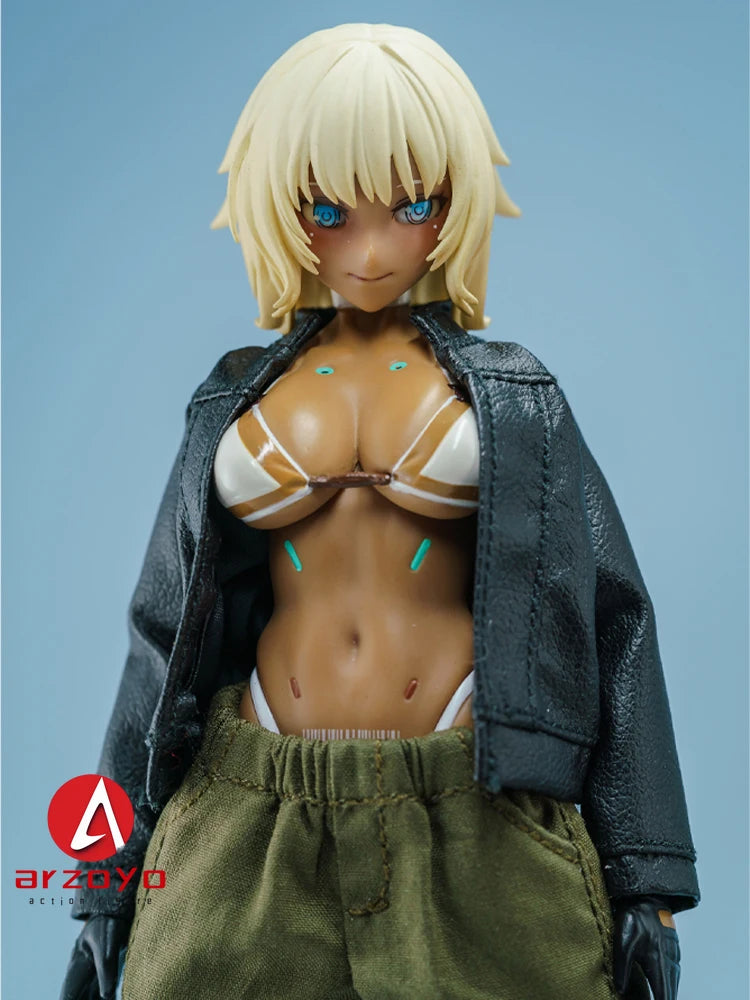 1/12 Scale Leather Jacket Cargo Pants Clothes Model Fit 6" Snail shell Romankey Female Solider Action Figure Body Doll
