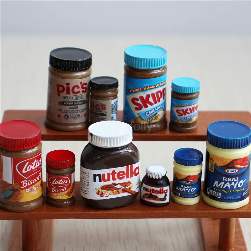 5PCS 1/6 or 1/12 Scale Miniature Dollhouse Peanut Butter Salad Dressing Bottle Mini Kitchen Doll Food Accessories Toy