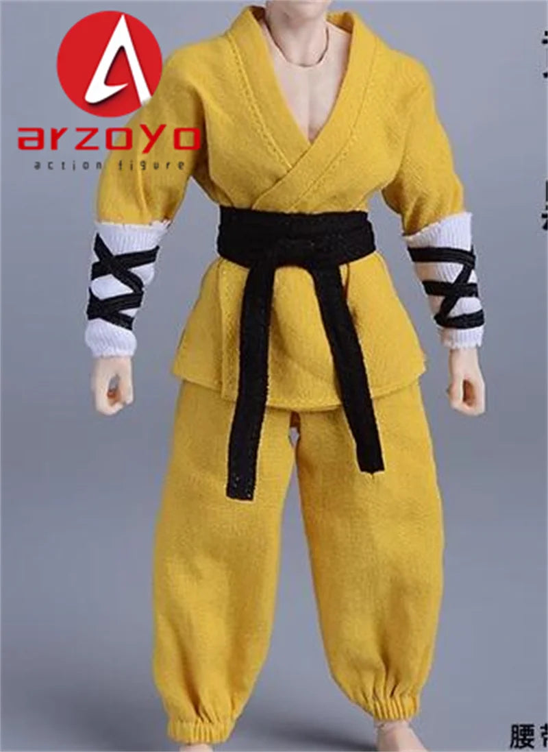 1/12 Scale Vintage Kung Fu Shoes T-shirt Pants Suit Clothes Lantern Pants Model for 6'' Romankey Male Soldiers Action Figure