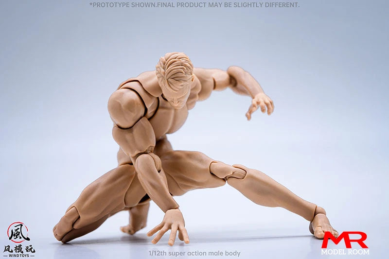 Wind Toys 1/12 Male Muscle Strong Super Flexible Joint Body 16cm Man Action Figure Doll Model with Head Sculpt