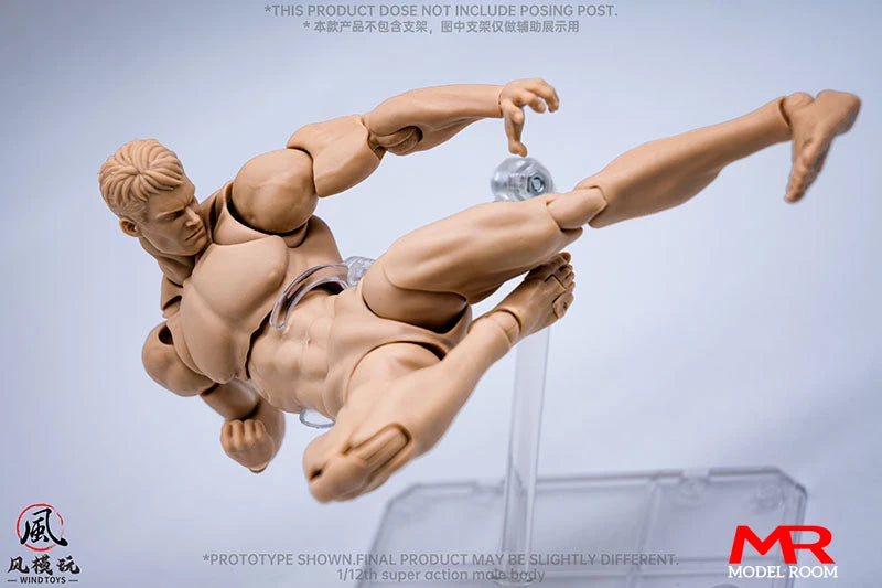 Wind Toys 1/12 Male Muscle Strong Super Flexible Joint Body 16cm Man Action Figure Doll Model with Head Sculpt