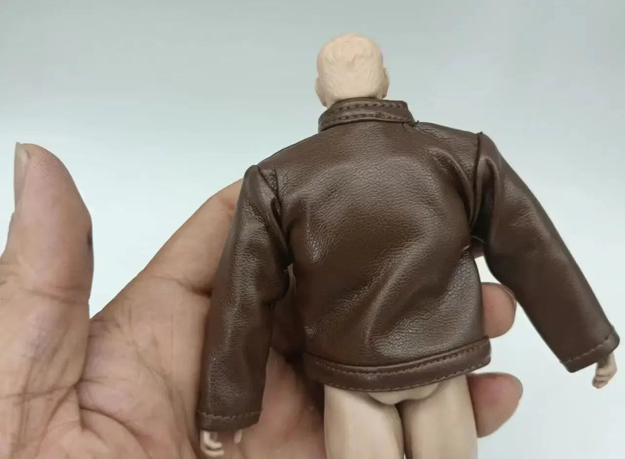 1/12 Scale Male Soldier Brown PU Leather Jacket Model for 6'' Figure