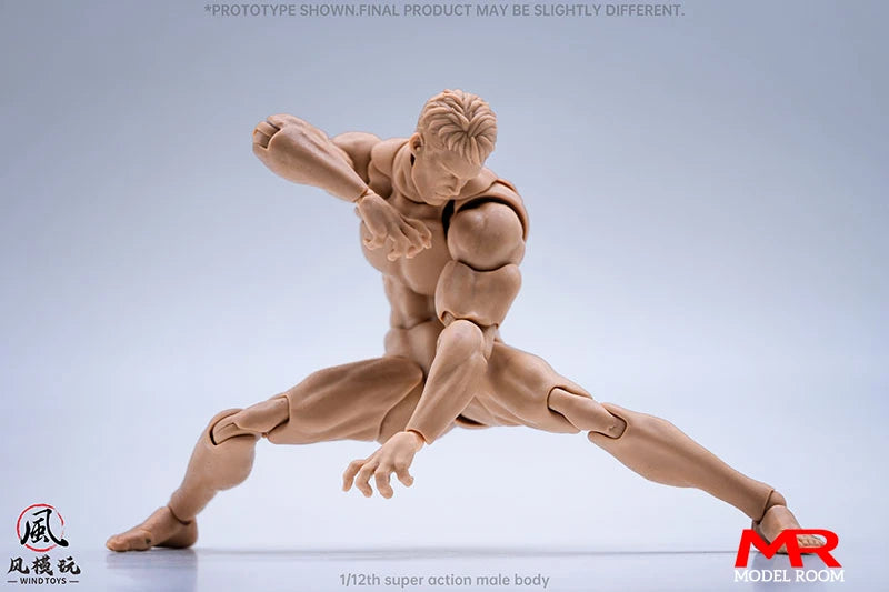 Wind Toys 1/12 Male Muscle Strong Super Flexible Joint Body 16cm Man Action Figure Doll Model with Head Sculpt