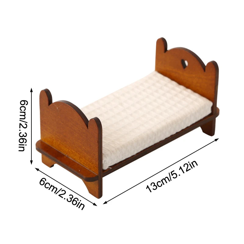 1/12 Dollhouse Miniature Broken Flower Bed Toy Mini Furniture Bedroom DIY Doll House Double Bed Decoration Accessories
