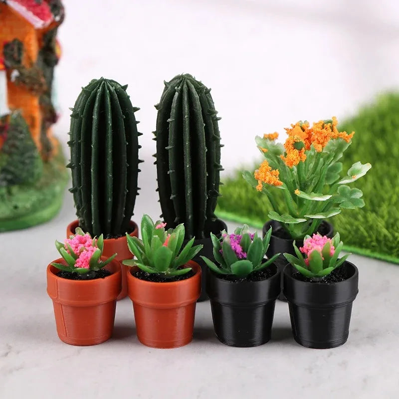 1/12 Dollhouse Miniature Scene Decoration Green Plant Pot Mini Plant Fairy Post Pot Doll Accessories Toys