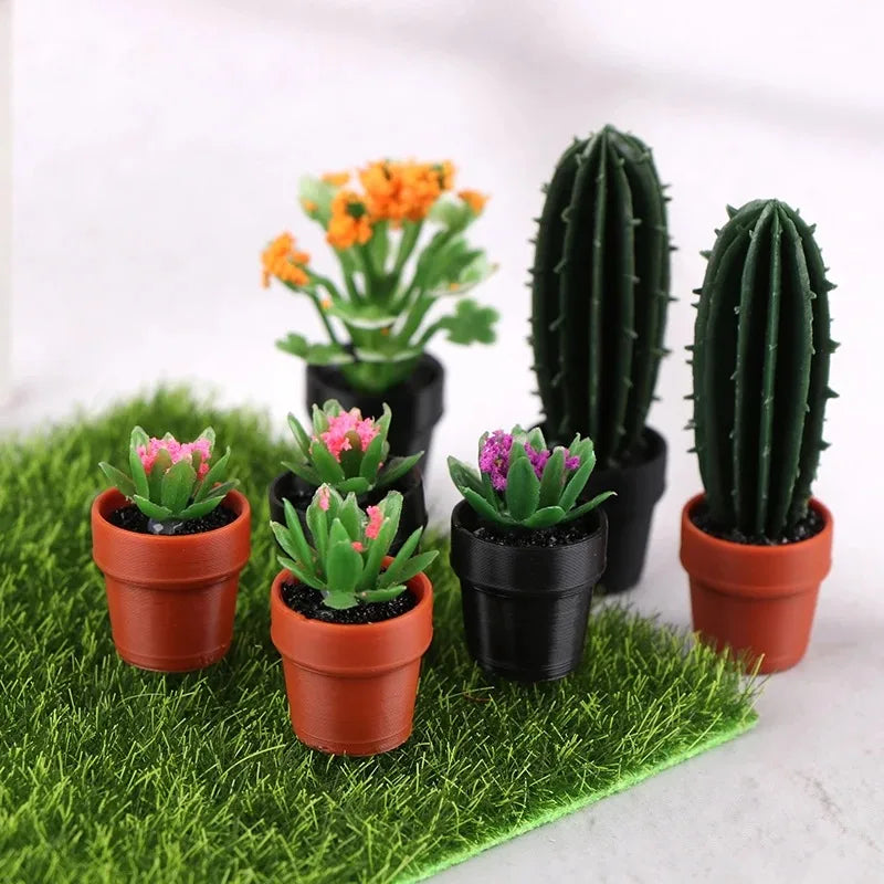 1/12 Dollhouse Miniature Scene Decoration Green Plant Pot Mini Plant Fairy Post Pot Doll Accessories Toys