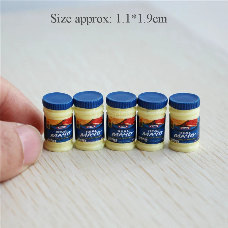 5PCS 1/6 or 1/12 Scale Miniature Dollhouse Peanut Butter Salad Dressing Bottle Mini Kitchen Doll Food Accessories Toy