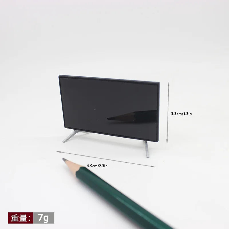 1/12 Dollhouse Mini TV with Stand Base TV Scale Miniature Model Home Decor Decoration Toys Gift Doll House Accessories Crafts
