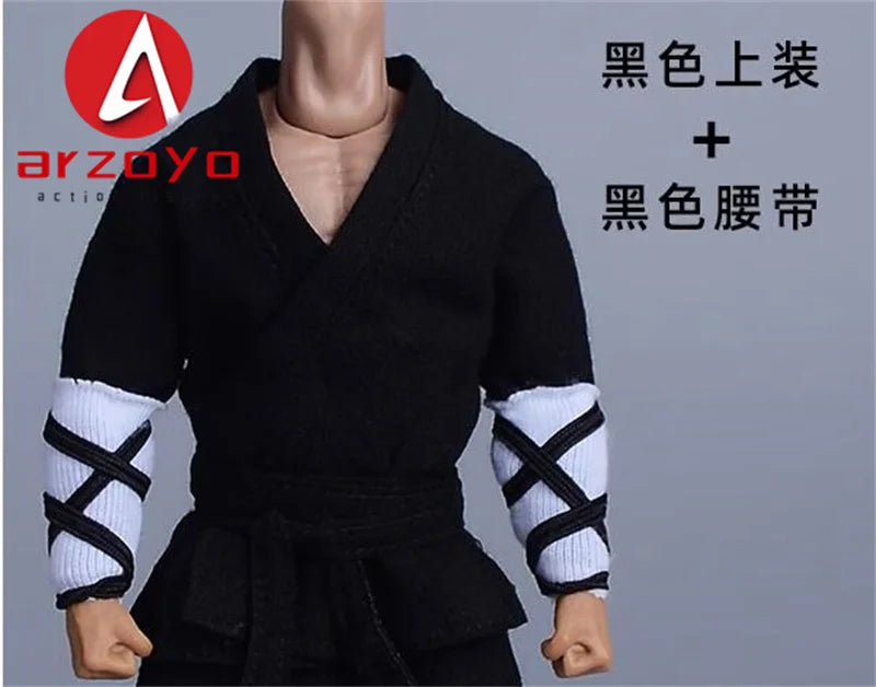 1/12 Scale Vintage Kung Fu Shoes T-shirt Pants Suit Clothes Lantern Pants Model for 6'' Romankey Male Soldiers Action Figure