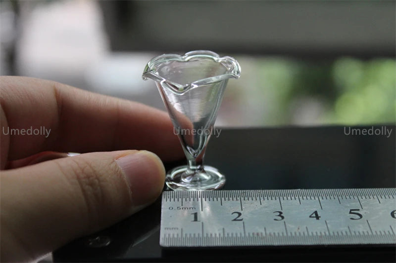 1/4 1/6 1/12 Scale Miniature Dollhouse Wine Glass Mini Dessert Cup Pretend Play Kitchen for Doll Food Toy Accessories
