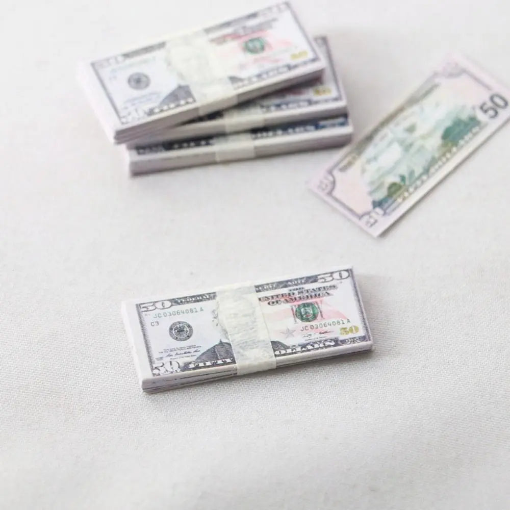 New 5 Bundles Paper Mini Dollars New 10 Styles Cute Banknotes Model 1/12 Dollhouse Toys 1/12 Dollhouse Decoration