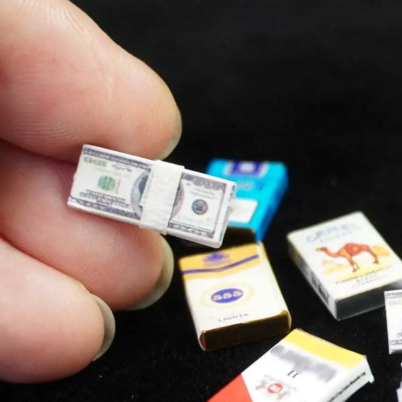 1:12 Scale Dolls Accessories Miniarure Mini Cigarette Case Dollars Cash Money Model Toys For Ob11 BJD Dollhouse Scenes Decorati
