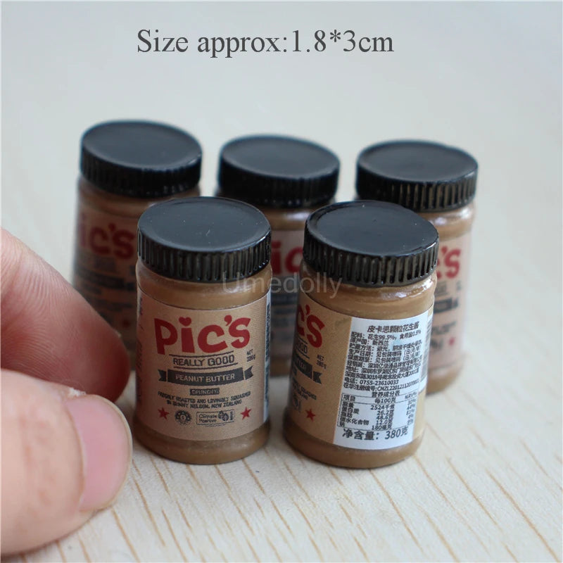 5PCS 1/6 or 1/12 Scale Miniature Dollhouse Peanut Butter Salad Dressing Bottle Mini Kitchen Doll Food Accessories Toy
