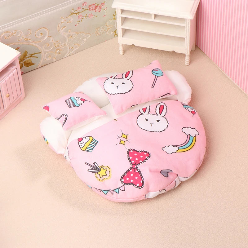 1/12 Dollhouse Miniature Broken Flower Bed Toy Mini Furniture Bedroom DIY Doll House Double Bed Decoration Accessories
