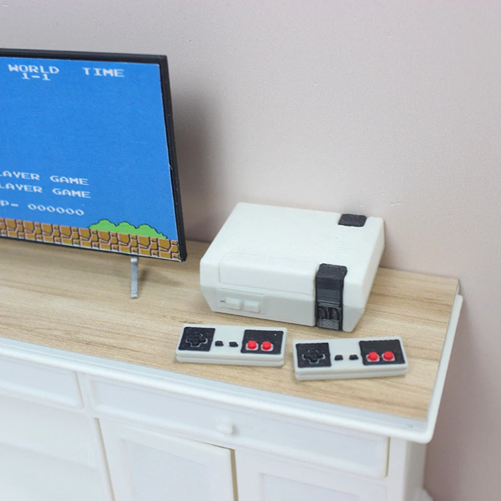 1/12 Dollhouse Miniature Game Console Mini Nostalgic Red And White Machine TV Game Console Model Doll Accessories Toys