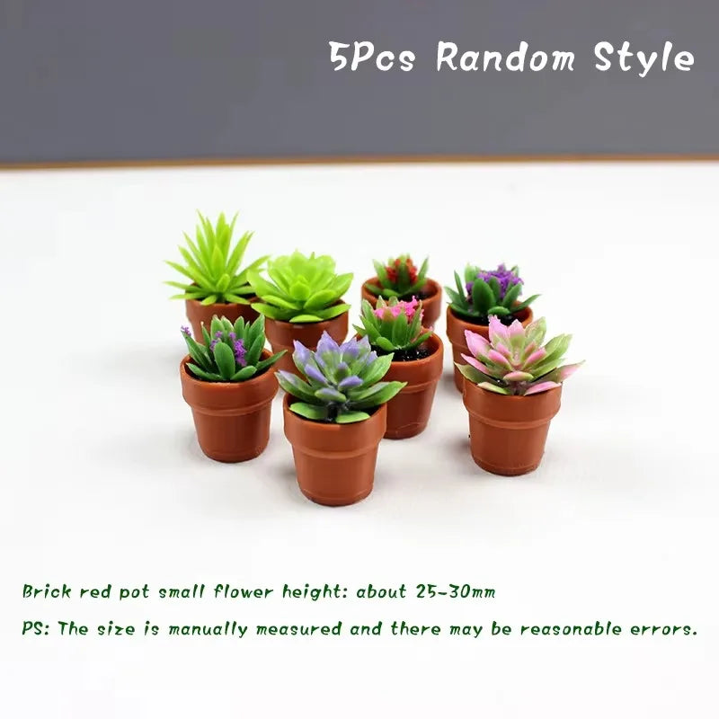 1/12 Dollhouse Miniature Scene Decoration Green Plant Pot Mini Plant Fairy Post Pot Doll Accessories Toys