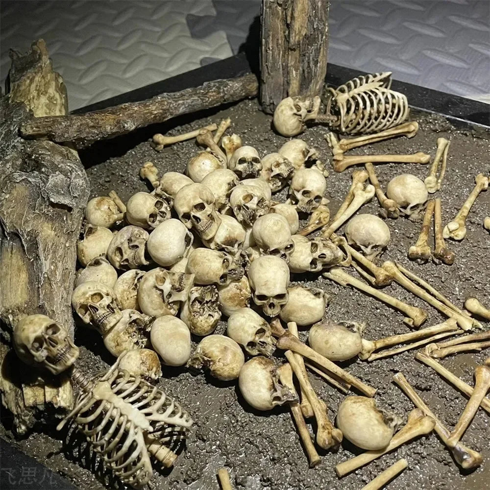 High Quality 1:12 Skeleton Miniatures Figurines Skull Miniature Model for Halloween Home Dollhouse Plant Fish Tank Decoration