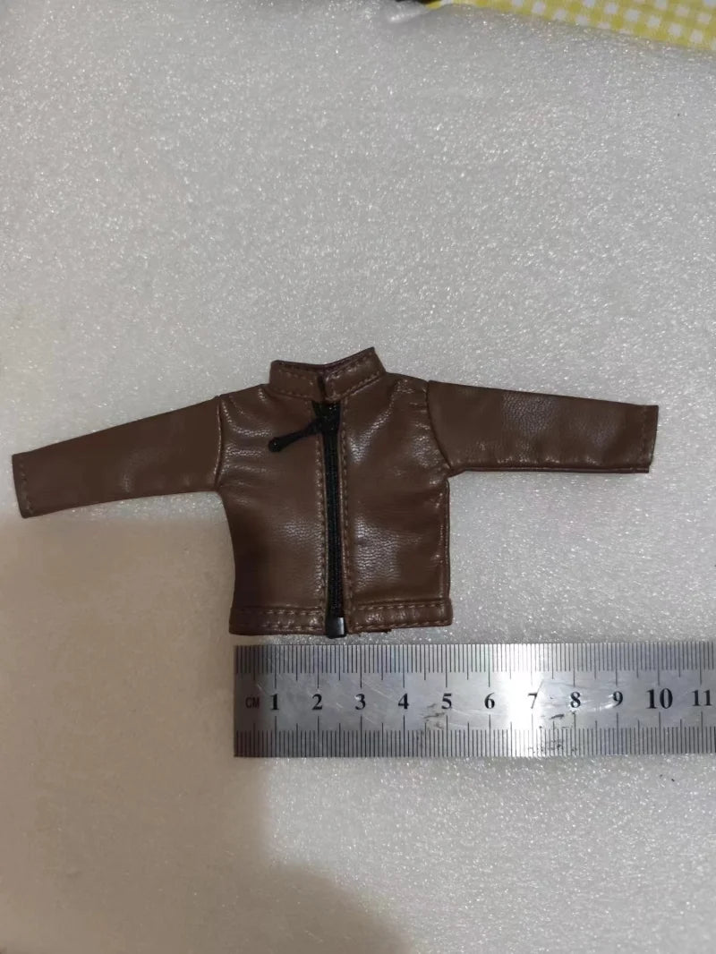 1/12 Scale Male Soldier Brown PU Leather Jacket Model for 6'' Figure