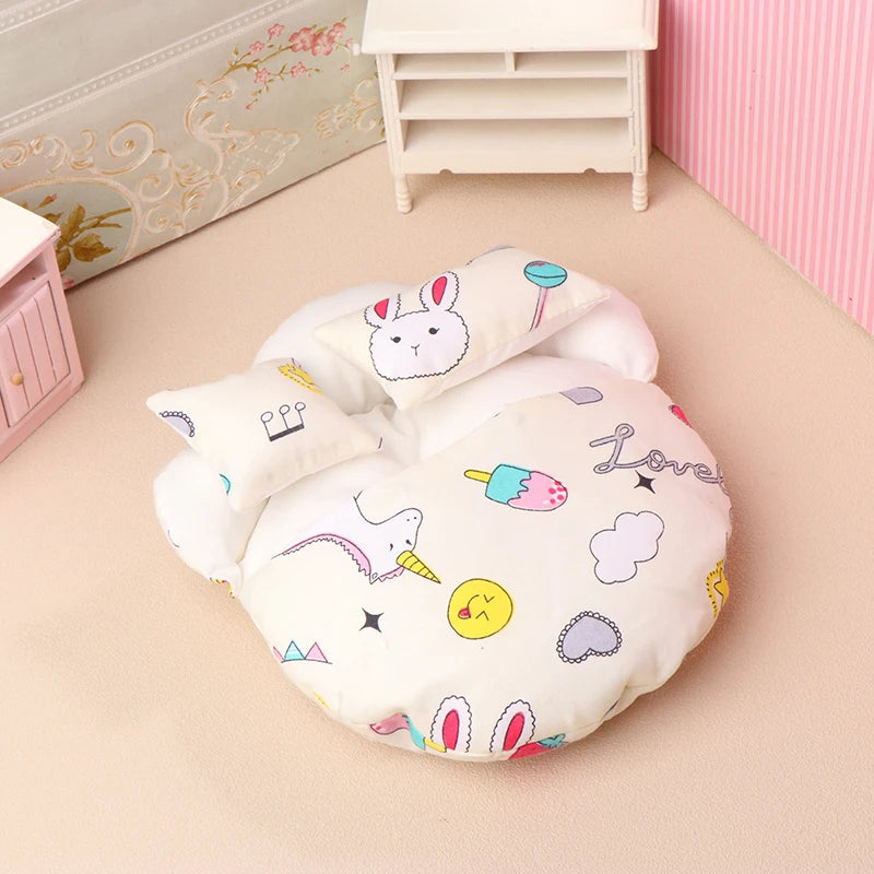 1/12 Dollhouse Miniature Broken Flower Bed Toy Mini Furniture Bedroom DIY Doll House Double Bed Decoration Accessories