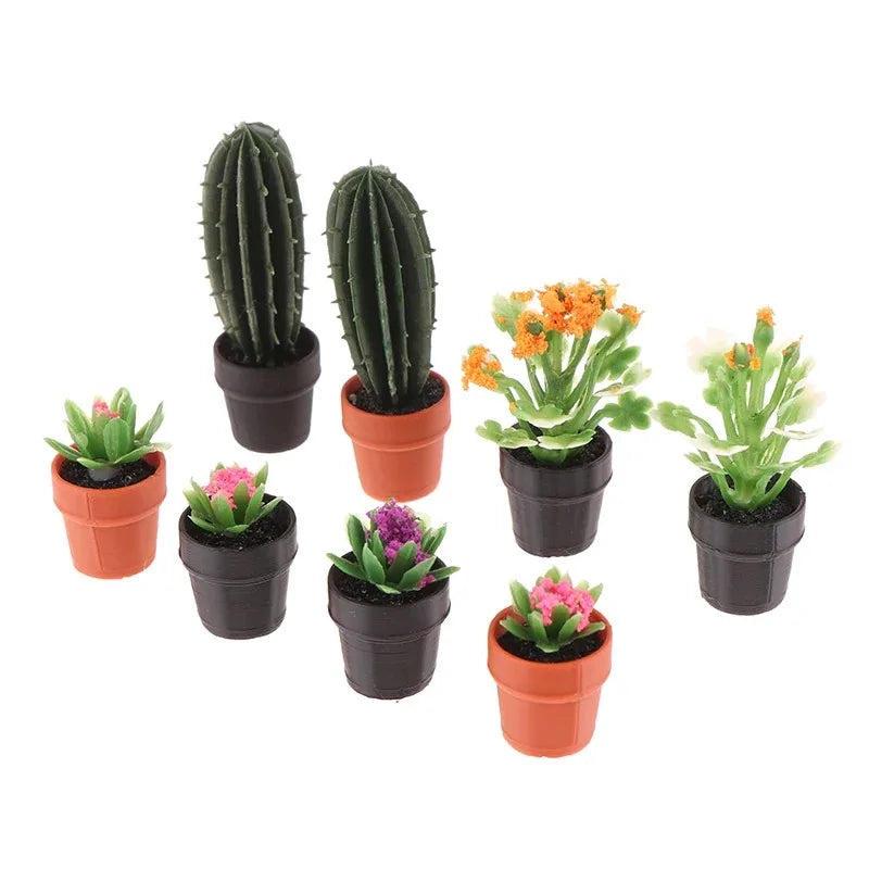 1/12 Dollhouse Miniature Scene Decoration Green Plant Pot Mini Plant Fairy Post Pot Doll Accessories Toys
