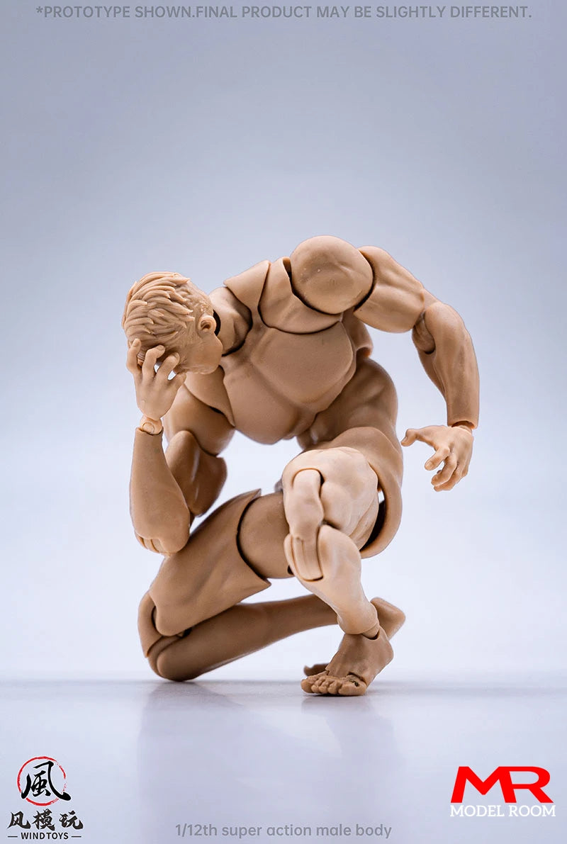Wind Toys 1/12 Male Muscle Strong Super Flexible Joint Body 16cm Man Action Figure Doll Model with Head Sculpt