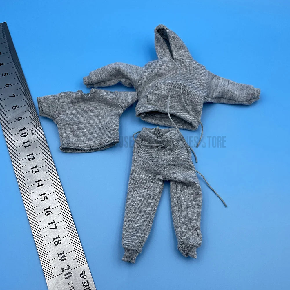 1/12 Scale Male/Female Soldier Clothing Trendy Casual Loose Fitting Hooded Sweater T-shirt Pants Set For 6" Action Figure Body