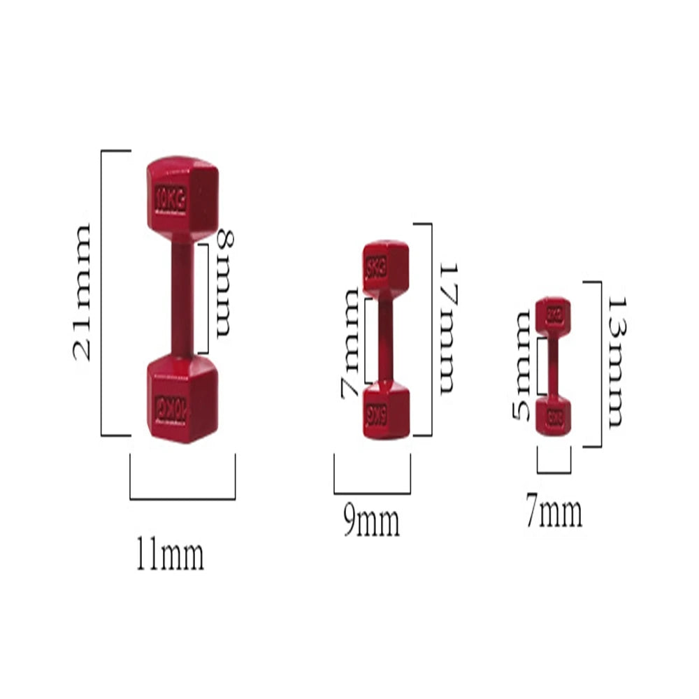 3pcs 1/12 Scale Miniature Dollhouse Mini Metal Dumbbells Sports Equipment Model Toys for OB11 BJD Doll Accessories
