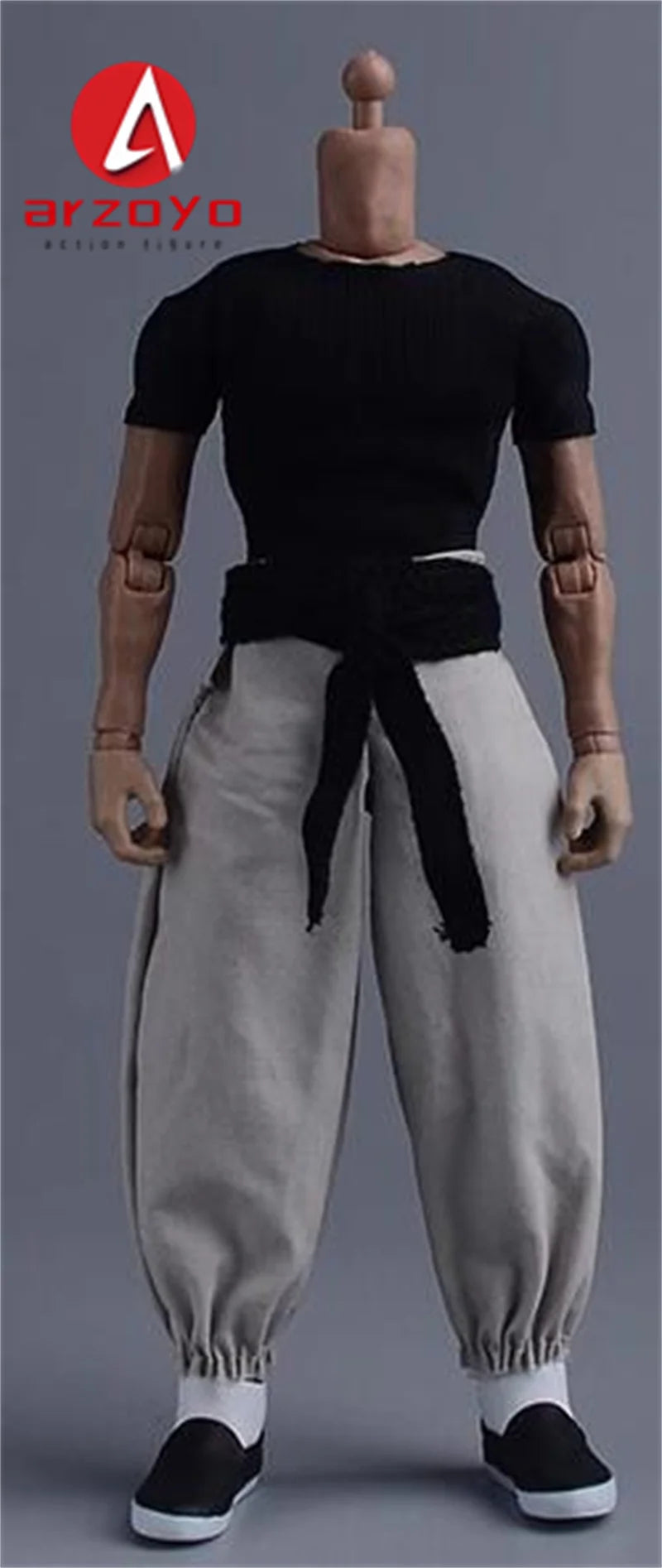 1/12 Scale Vintage Kung Fu Shoes T-shirt Pants Suit Clothes Lantern Pants Model for 6'' Romankey Male Soldiers Action Figure