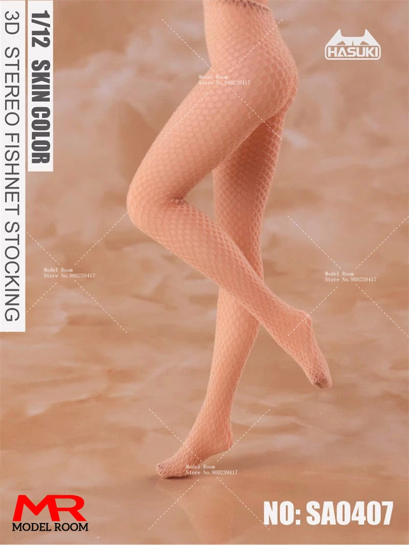 HASUKI SA04 1/12 Scale 3D Fishnet Stockings Seamless Socks Clothes Accessories Model Fit 6'' Female Soldier Action Figure Body