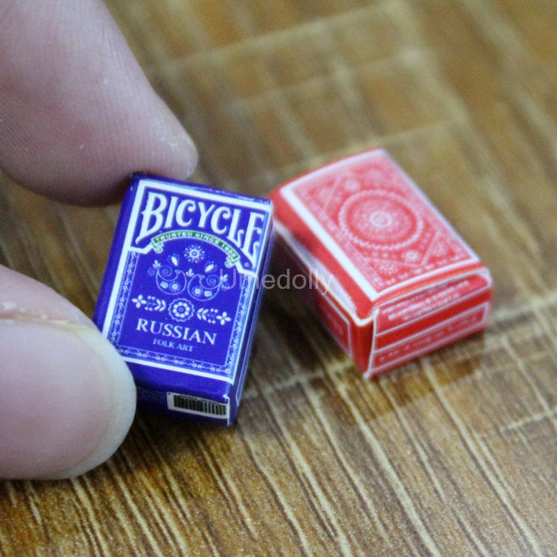 1 Set 2 Boxes Mini 1/12 Scale Dollhouse Miniature Poker Card Pretend Play House Decoration for BJD OB11 Doll Accessories