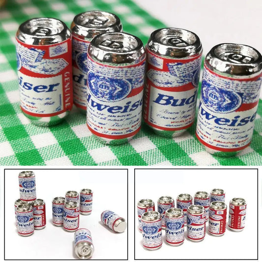 1:12 Scale Accessories Miniature Beer Bottle Can Model 10pcs/set Toy And Decor Beer Scene Food Mod Y9t3