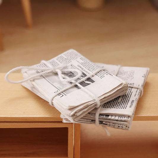 1/12 Dollhouse Miniature Retro Newspaper Set Simulation Model For Doll House Decor Accessories Kids Pretend Play Toys Gift