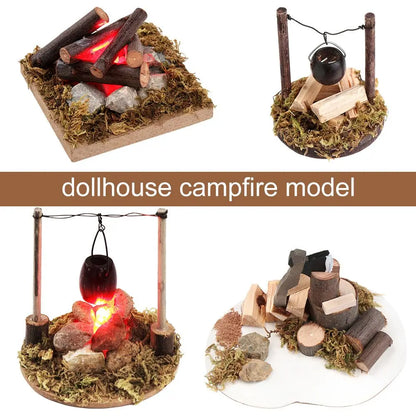 1:12 Scale Dollhouse Bonfire Miniatures Campfire Villa Scene Model Fairy Garden Decor Micro Landscape Playing House