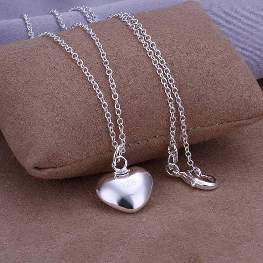 925 sterling Silver Solid Romantic heart Necklace For Women Fashion party wedding accessories jewelry christmas gifts