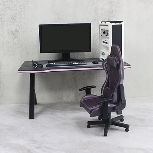 1/12 Dollhouse Study Room Esports Games Computer Keyboard Set Desk Chair Set Furniture Decor Micro Scene Props