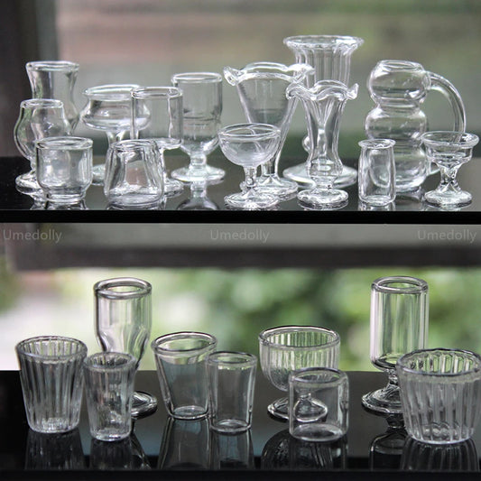 1/4 1/6 1/12 Scale Miniature Dollhouse Wine Glass Mini Dessert Cup Pretend Play Kitchen for Doll Food Toy Accessories