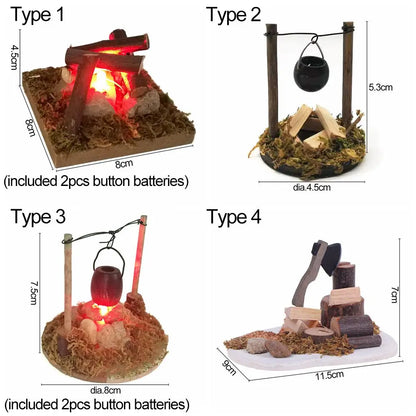 1:12 Scale Dollhouse Bonfire Miniatures Campfire Villa Scene Model Fairy Garden Decor Micro Landscape Playing House