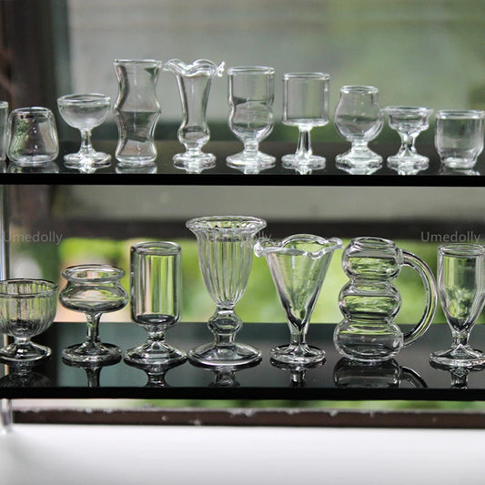 1/4 1/6 1/12 Scale Miniature Dollhouse Wine Glass Mini Dessert Cup Pretend Play Kitchen for Doll Food Toy Accessories